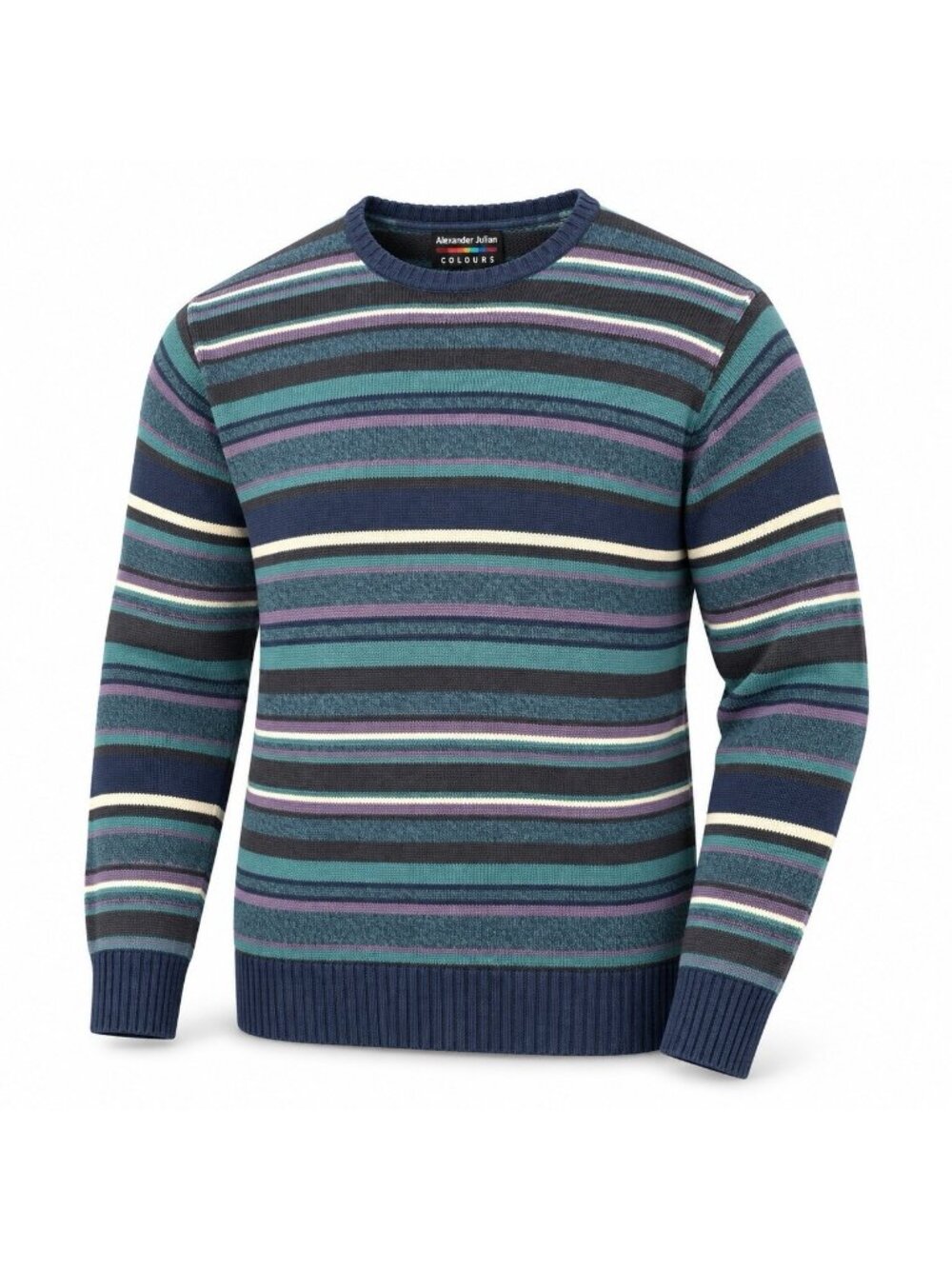 Vintage Alexander Julian Colours Sweater Mens L Striped Cotton 90s Grandpacore